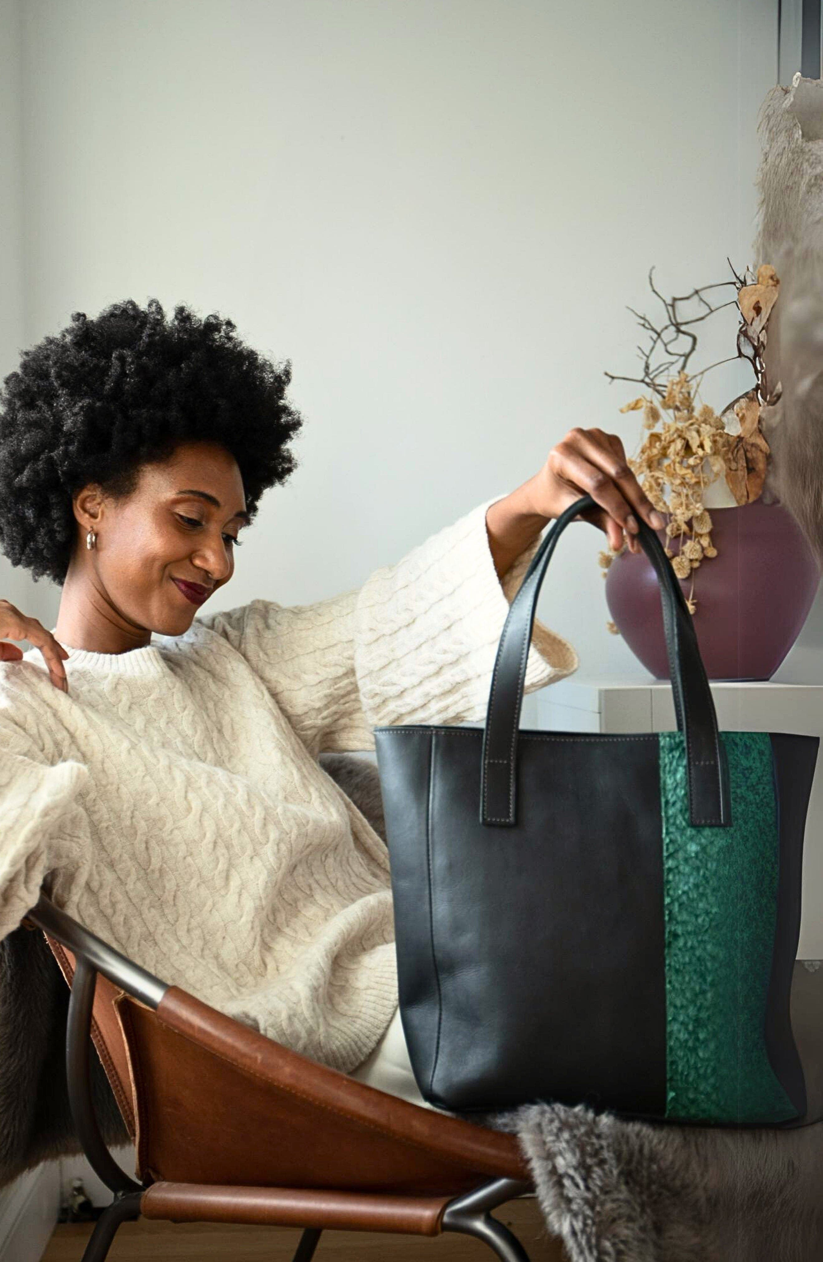 Sarep + Rose Maral Daily Leather Tote Crossbody Bag, Alternate, color, Black And Green