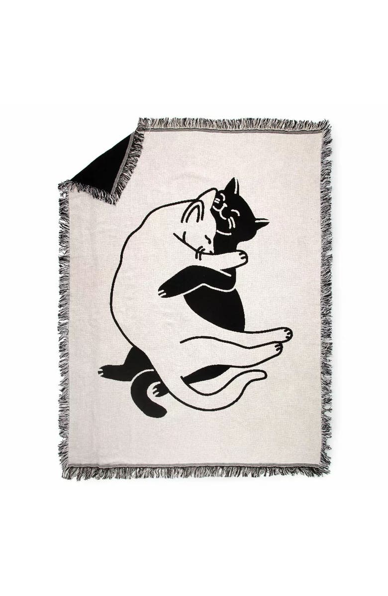 Uncommon Goods Snuggle Cat Throw Blanket by Seltzer Goods, Main, color,
