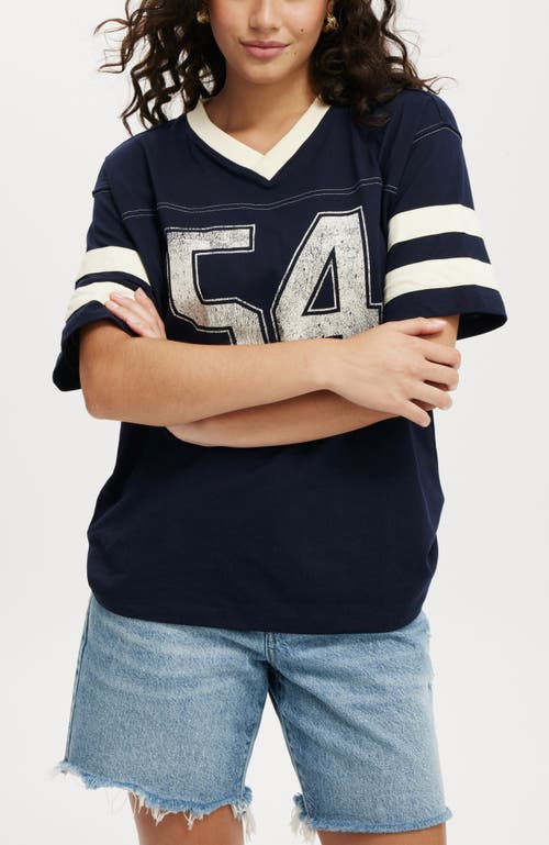 Cotton On V Neck Oversized Graphic Tee In Winter Night  54