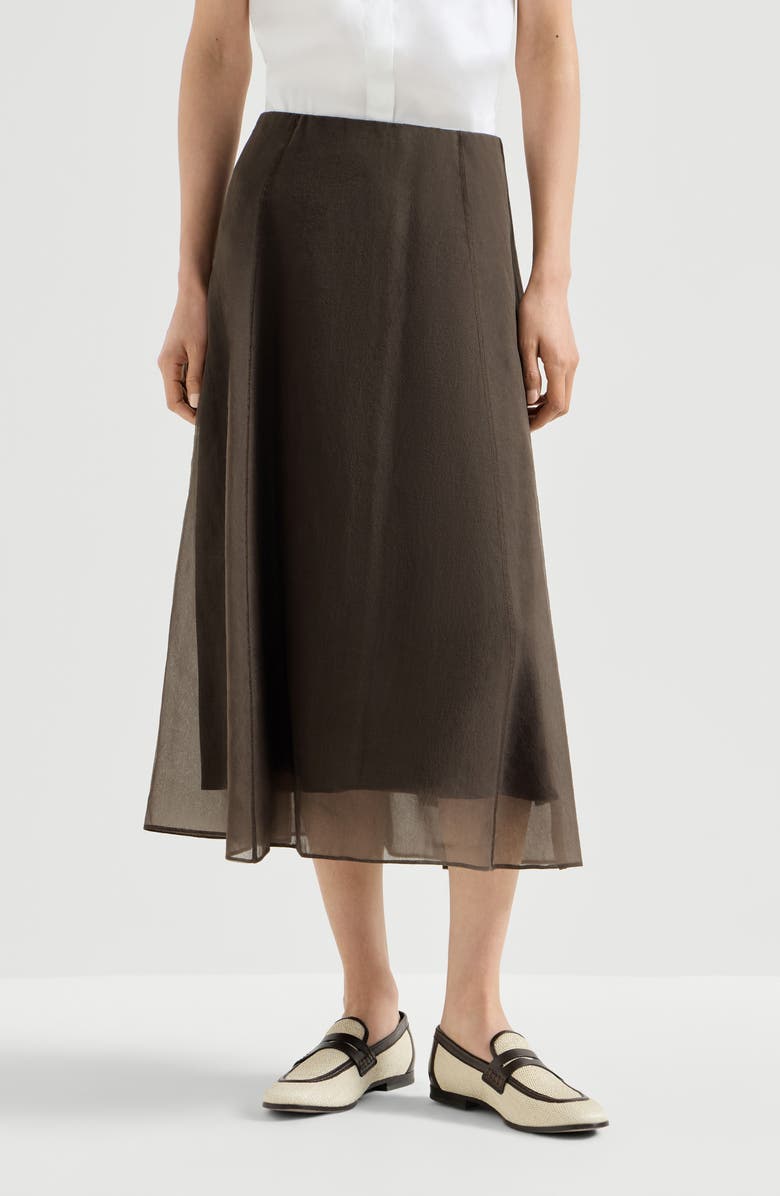 Brunello Cucinelli Circle skirt, Alternate, color, Cocoa