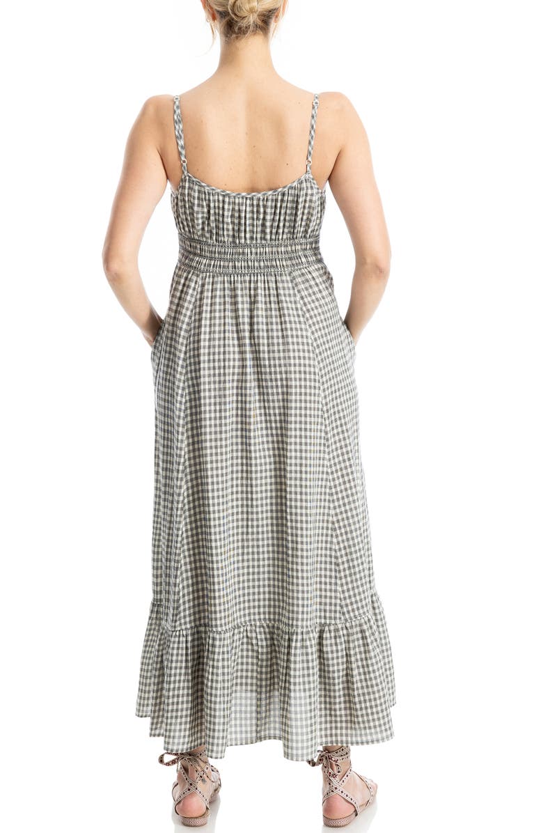 MAX STUDIO Smocked Waist Maxi Sundress, Alternate, color, Black/ Cream Gingham