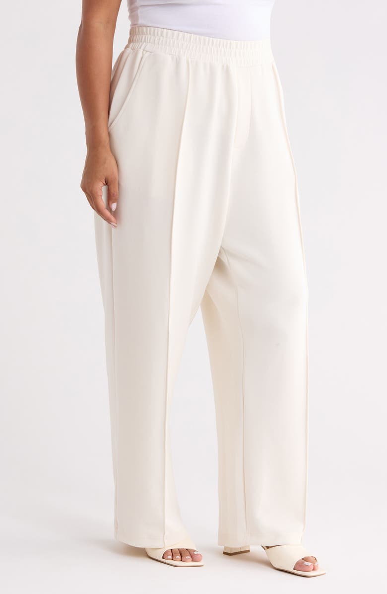Bernardo Pintuck Wide Leg Pants, Alternate, color, Gardenia