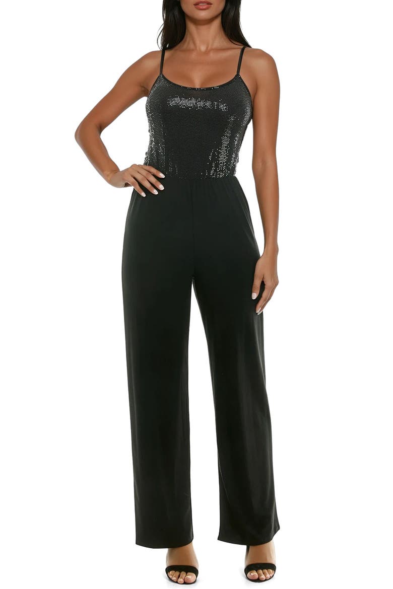 Disco Dot Jumpsuit, Main, color, BLACK