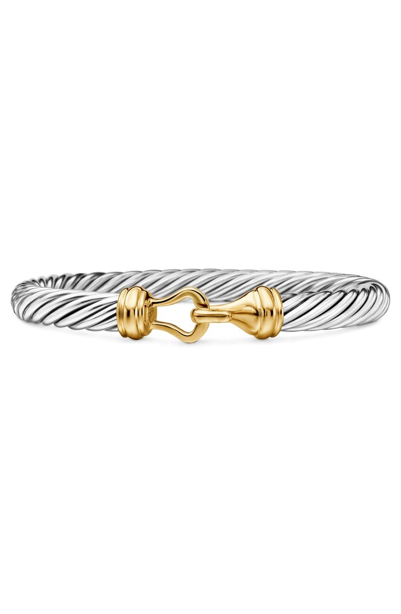 David Yurman Buckle Classic Cable Bracelet in Sterling Silver with 18K Yellow Gold, Main, color,