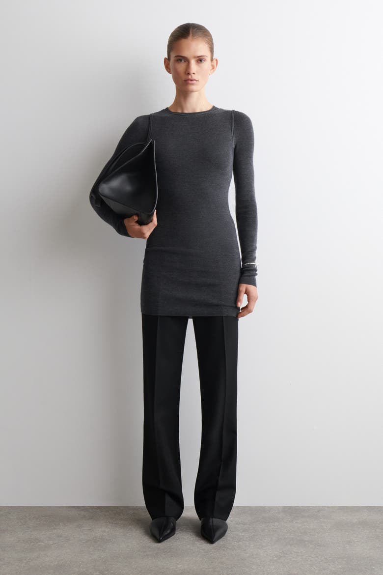 Seamless Merino Wool Mini Dress, Alternate, color, CHARCOAL MÉLANGE