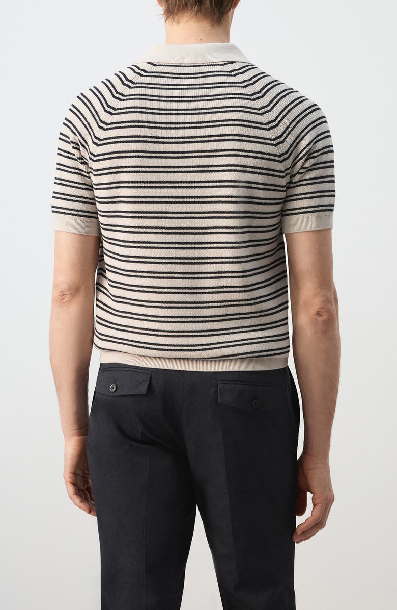 MANGO Stripe Knit Polo, Alternate, color, Beige
