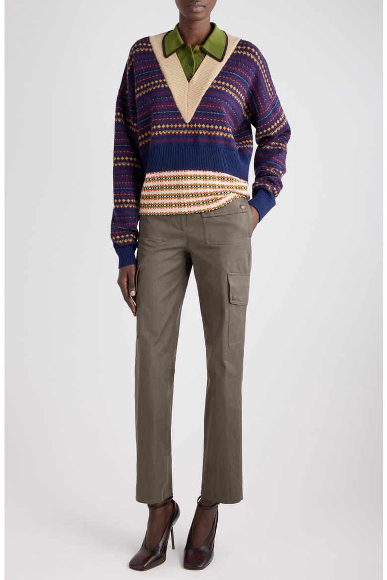 Toinette Wool Blend V-Neck Sweater, Alternate, color, NAVY