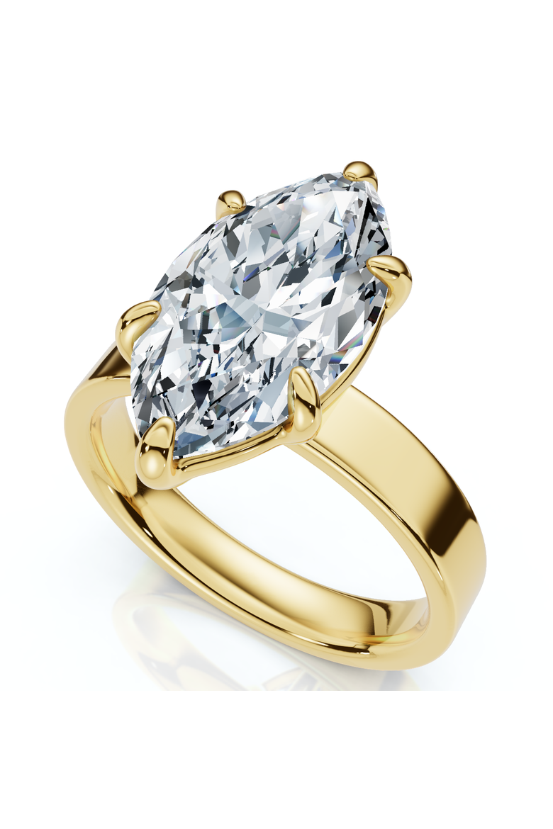 Certified 2Ct Marquise Cut Flat Cigar Band Engagement Ring 14k Gold Lab Grown, Main, color, 14k Yellow Gold