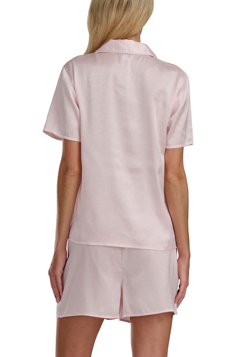 Satin Notch Collar & Boxer Pajamas, Alternate, color, TEXTURED GEO PINK