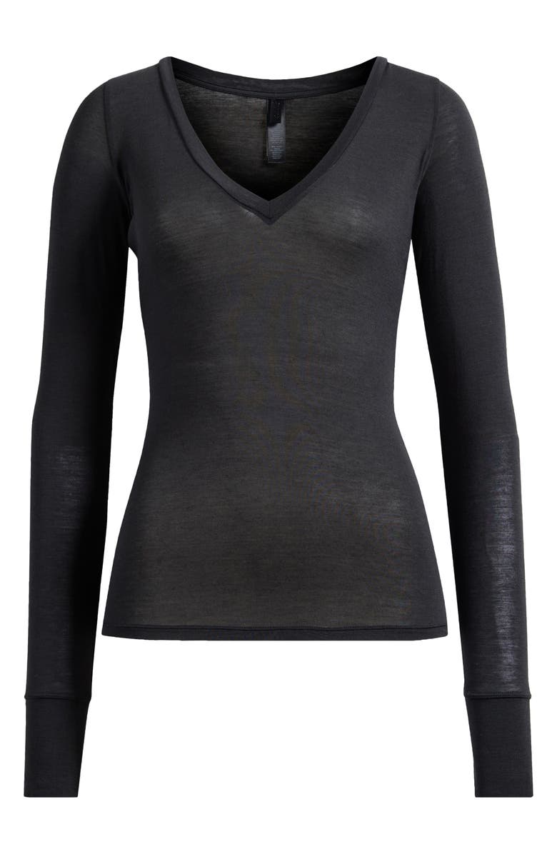 SKIMS Long Sleeve V-Neck T-Shirt, Alternate, color, Onyx