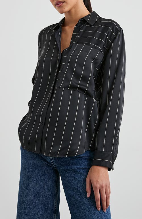 Rails Spencer Stripe Silk Shirt In Ink Stripe