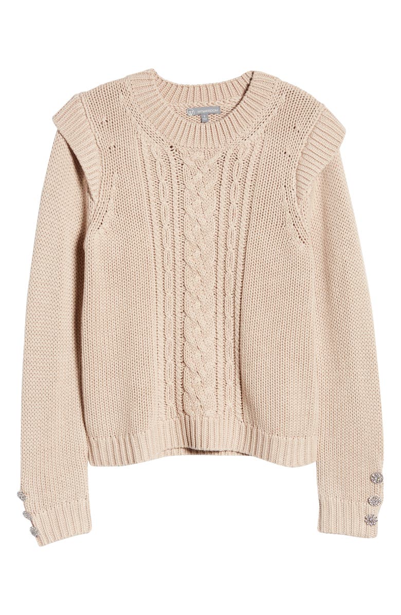 Wit & Wisdom Rhinestone Accent Crewneck Sweater, Alternate, color, Oatmeal