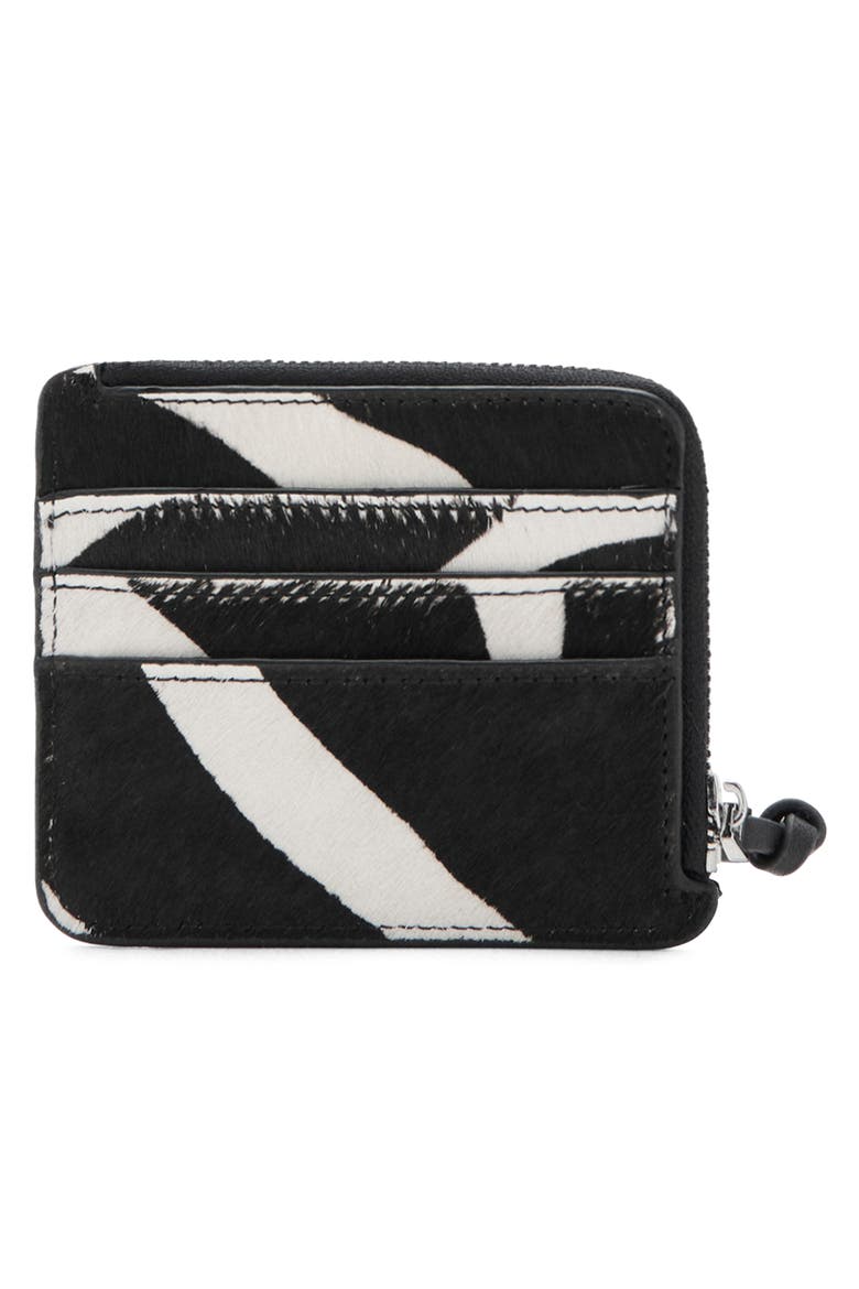 Zebra Print Genuine Calf Hair Wallet, Alternate, color, BLACK
