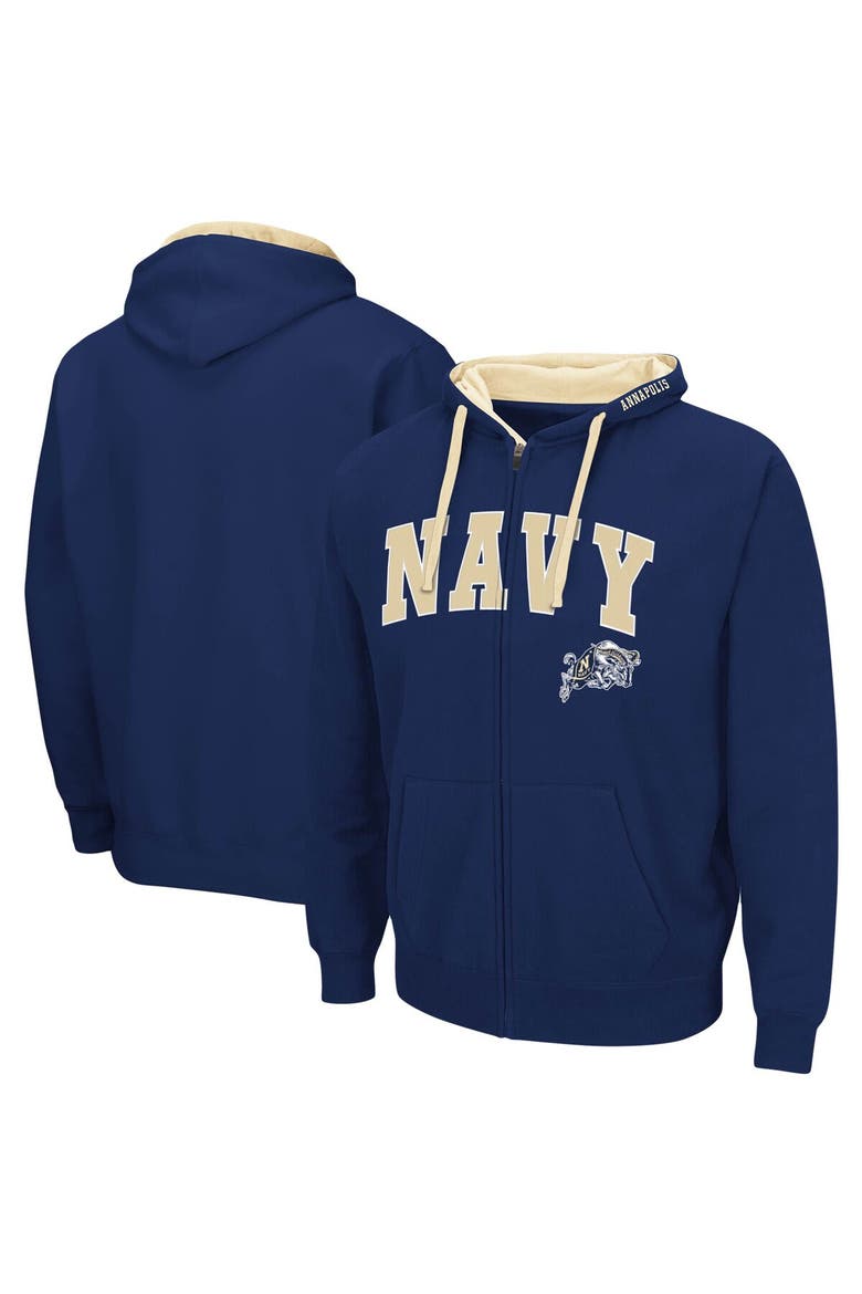 Men's Colosseum Navy Navy Midshipmen Big & Tall Full-Zip Hoodie, Main, color, Navy