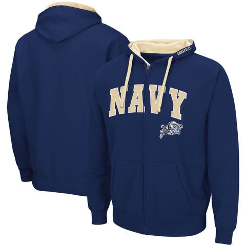 Men's Colosseum Navy Navy Midshipmen Big & Tall Full-Zip Hoodie