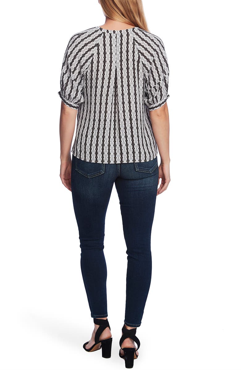 Vince Camuto Starburst Stripe Short Sleeve Blouse, Alternate, color,