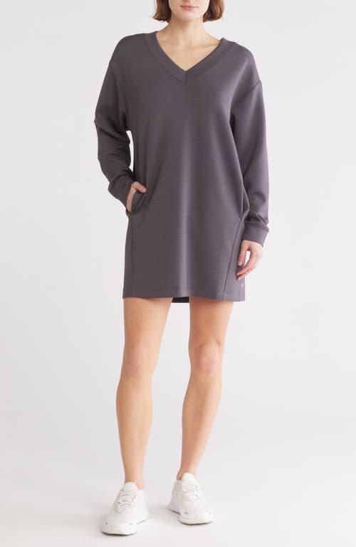 Z By Zella Whisper Scuba V-neck T-shirt Dress In Grey Forged