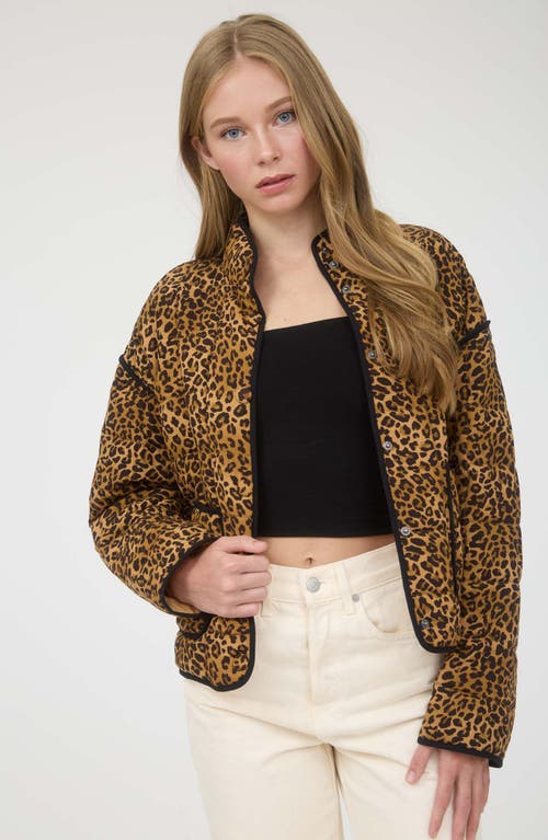 Blu Pepper Leopard Print Puffer Jacket In Brown