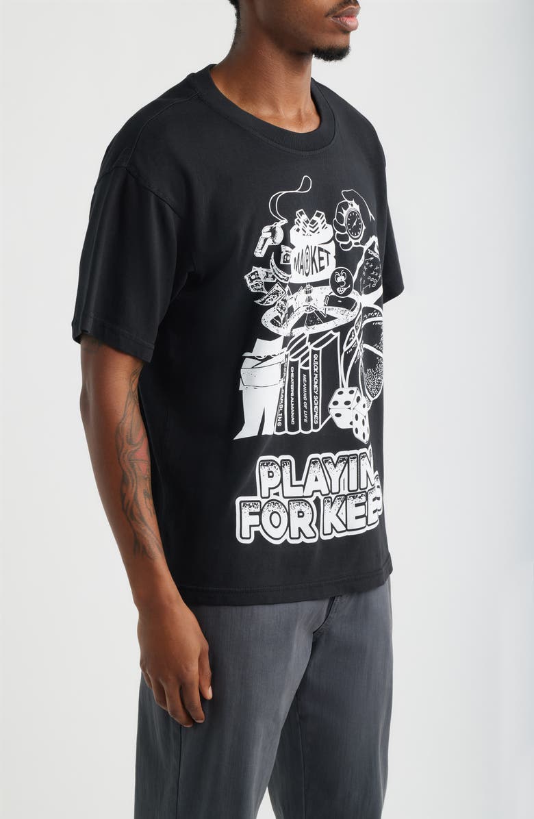 MARKET Playing For Keeps Cotton Graphic T-Shirt, Alternate, color, Black