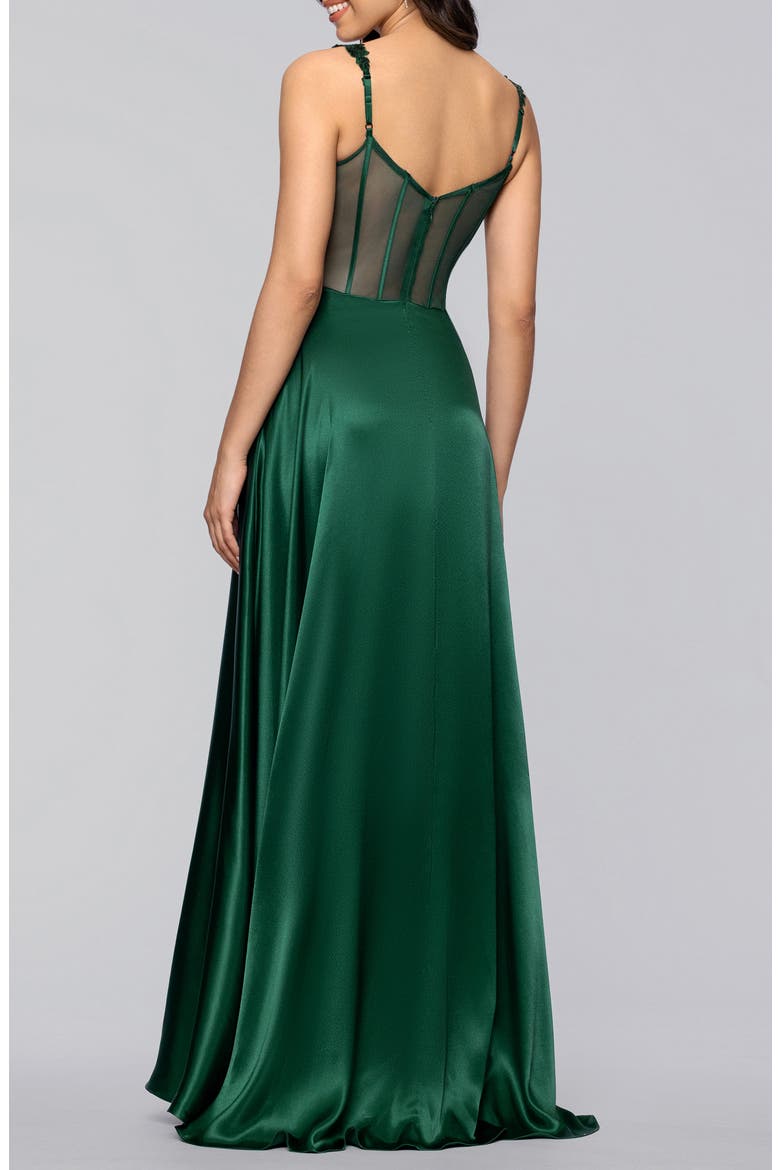 Sequin Satin Gown, Alternate, color, HUNTER
