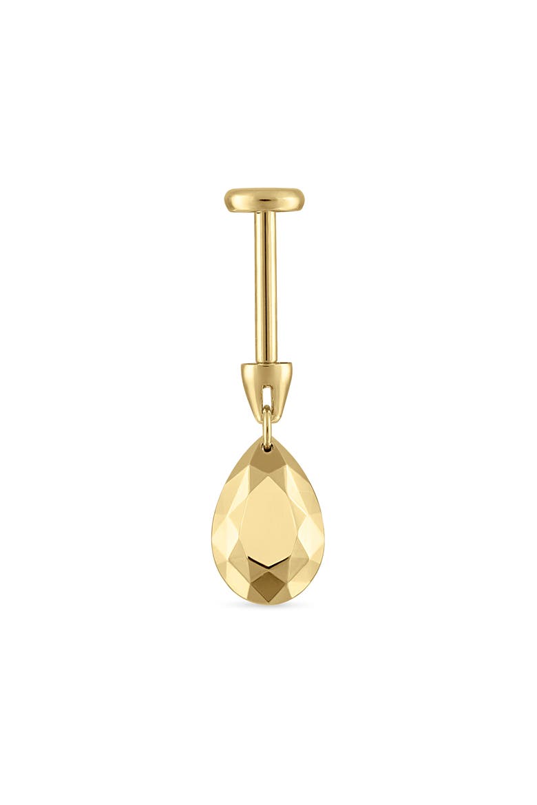 Faceted Pear Single Threaded Stud Earring, Alternate, color, YELLOW GOLD