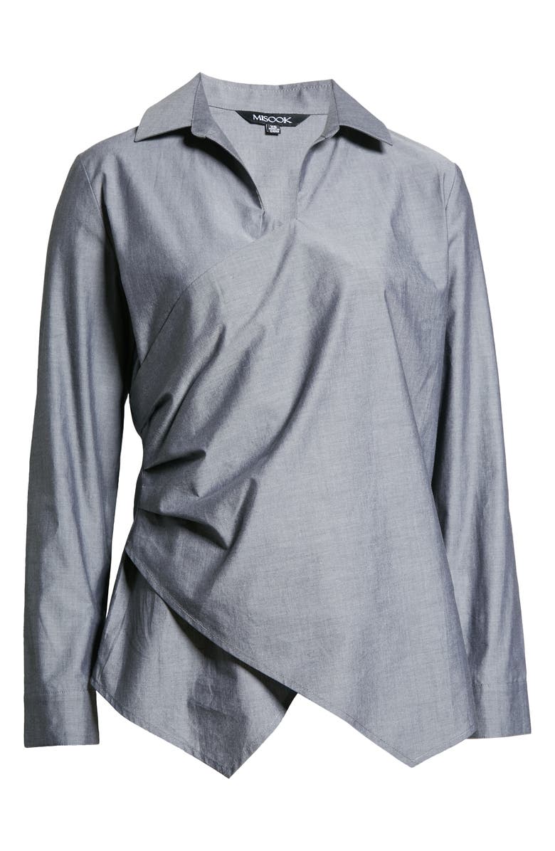 Misook Faux Wrap Cotton Blouse, Alternate, color, 
