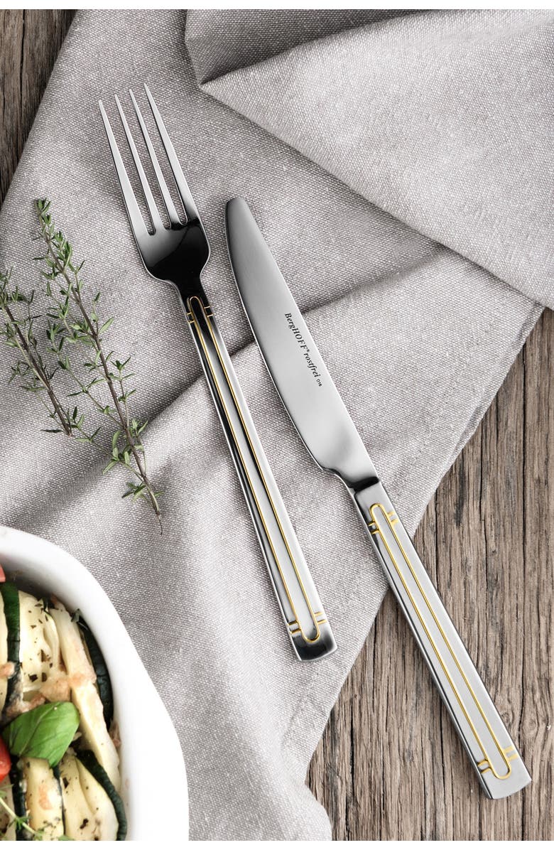 BergHOFF Silver/Gold Ralph Kramer Heritage 72-Piece Flatware Set, Alternate, color, Silver