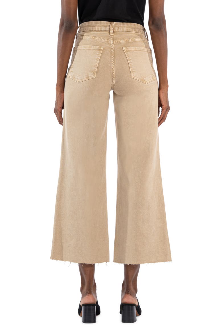 Meg Fab Ab High Waist Raw Hem Ankle Wide Leg Jeans, Alternate, color, BISCUIT