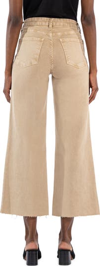 Meg Fab Ab Raw Hem High Waist Ankle Wide Leg Jeans