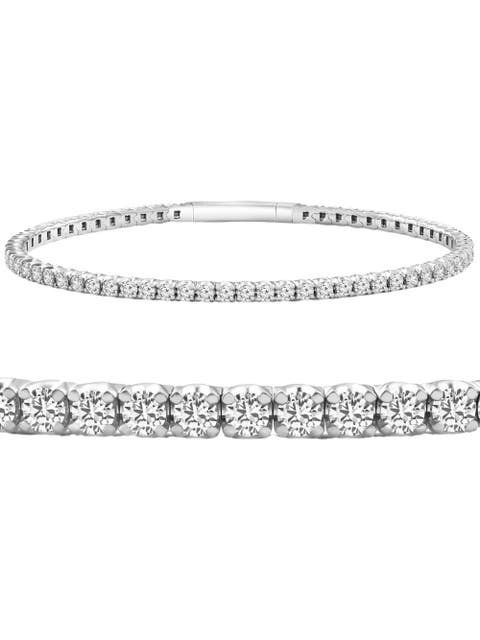 3Ct Round Diamond Flexible Oval Bangle Women's Bracelet 14k Gold Lab Grown
