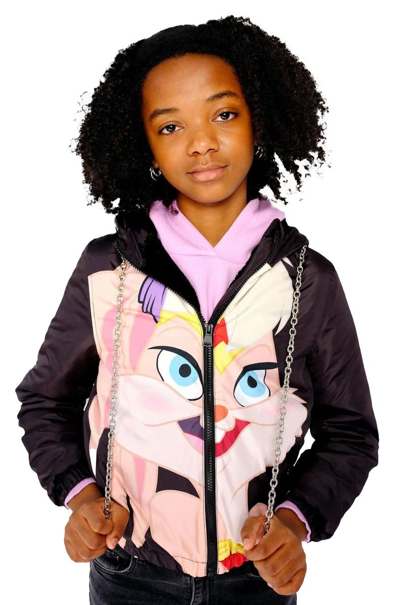 Members Only Girl's Midweight with Fur Lining Jacket, Alternate, color, Black