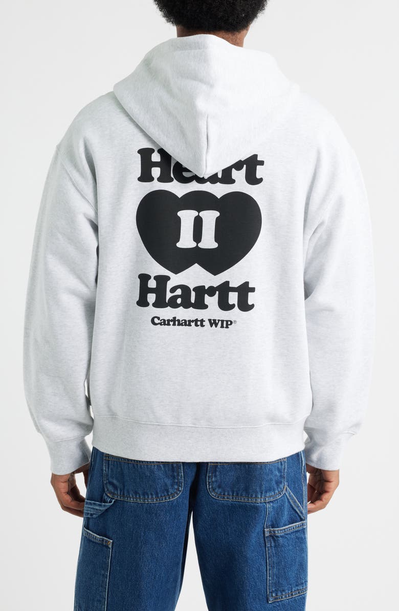 Carhartt Work In Progress Heart II Hartt Zip-Up Graphic Hoodie, Alternate, color, Ash Heather