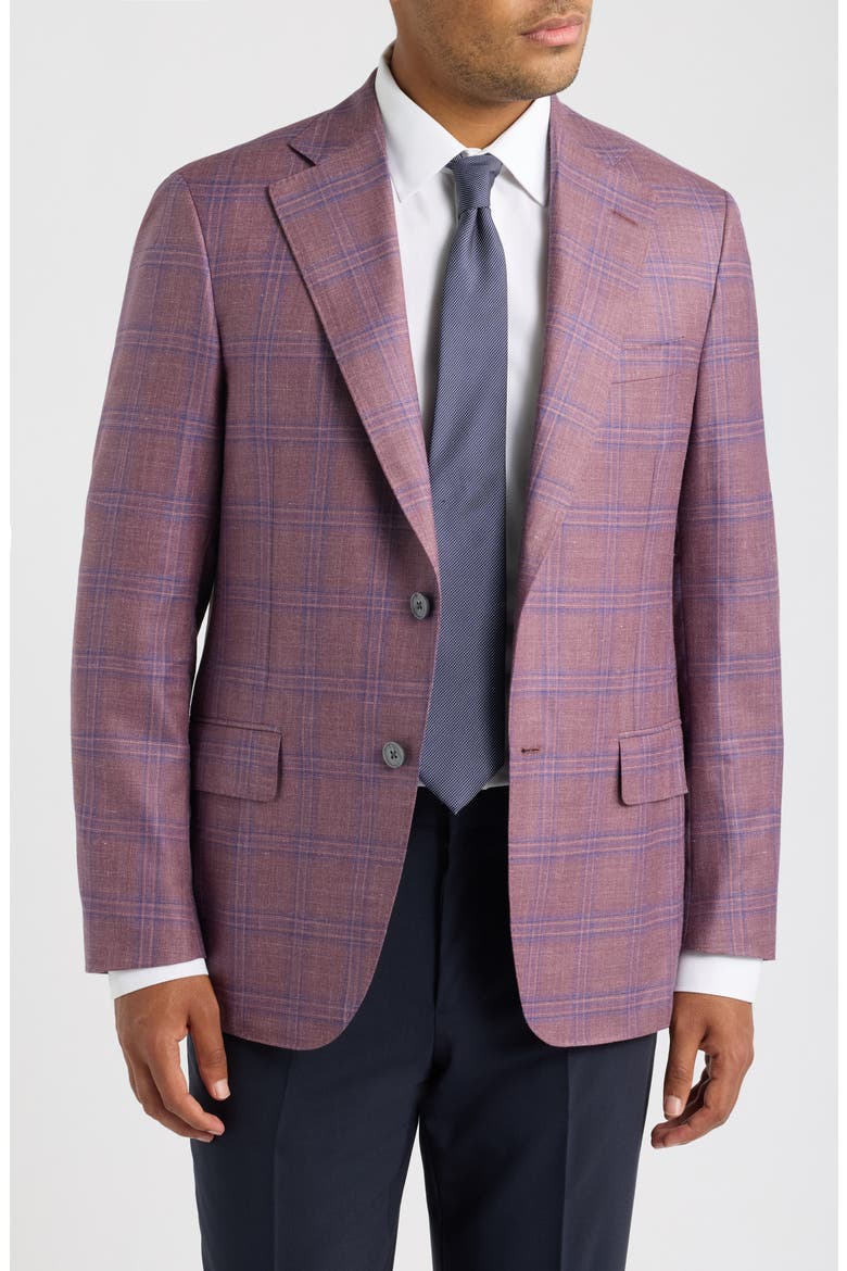 Purple Check Slub Wool Blend Sport Coat, Main, color, LILAC
