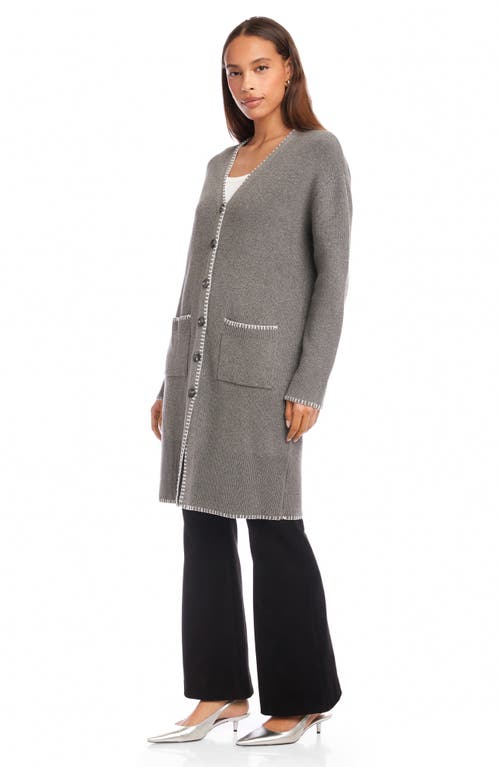 Fifteen Twenty Ariel Cotton & Cashmere Longline Cardigan In Gray