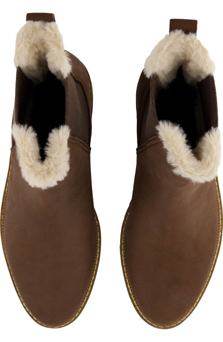 TOMS Bennet Chelsea Boot, Alternate, color, Dark Brown/ Faux Fur