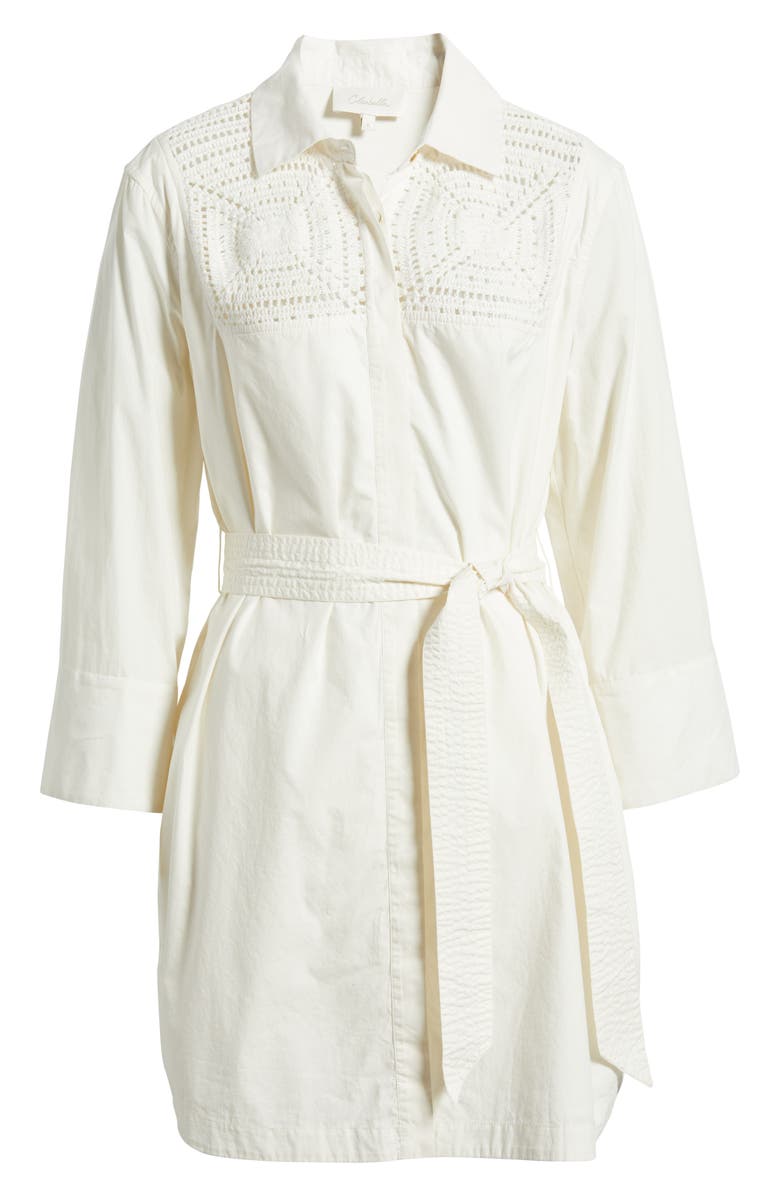 Cleobella Senara Long Sleeve Mini Shirtdress, Alternate, color, Ivory