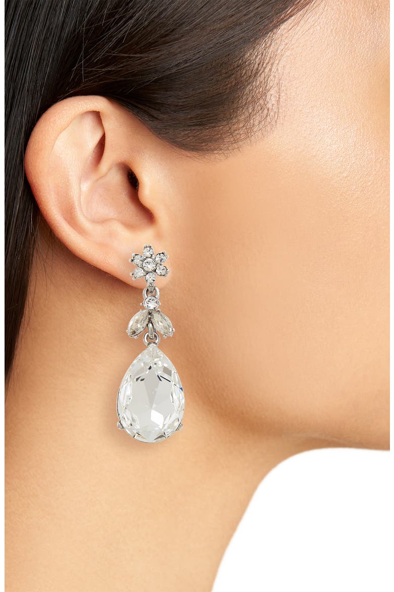 Classic Crystal Teardrop Earrings, Alternate, color, CRYSTAL