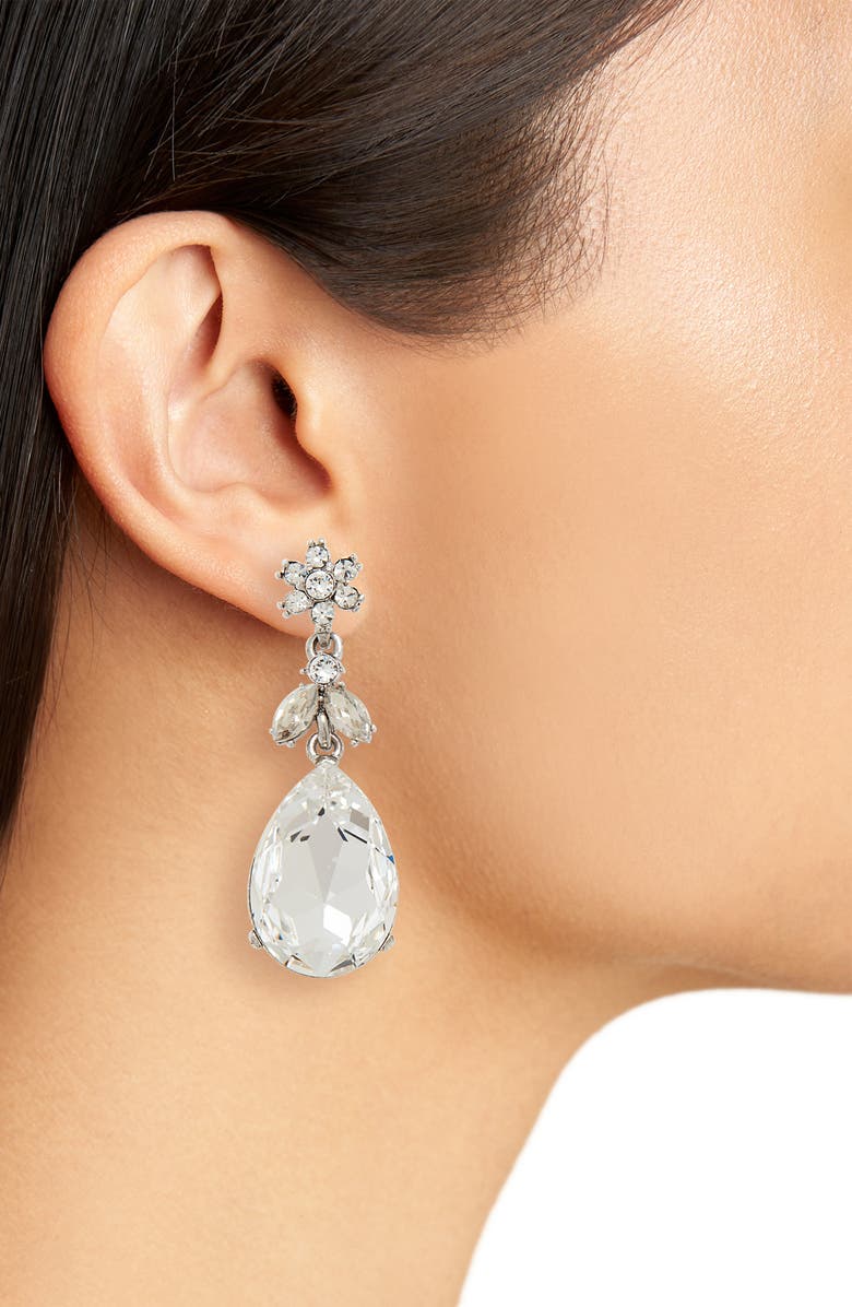 Oscar de la Renta Classic Crystal Teardrop Earrings, Alternate, color,