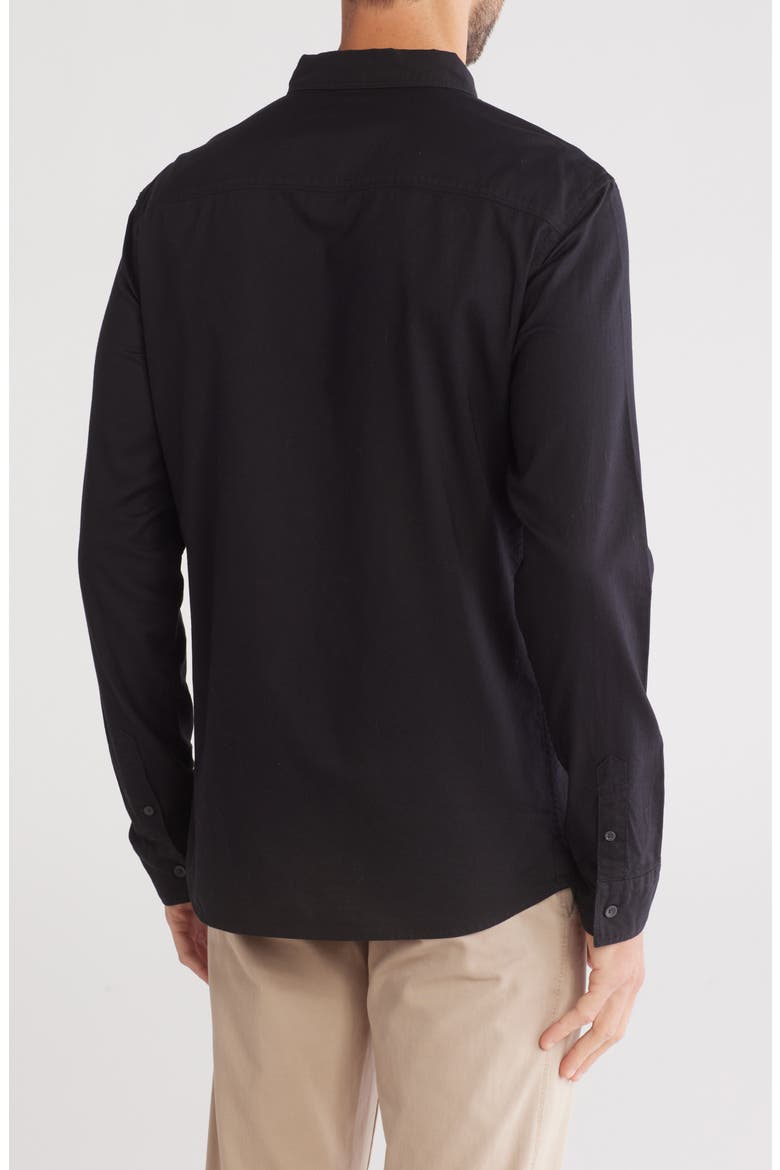 Azur Long Sleeve Cotton Button-Up Shirt, Alternate, color, BLACK