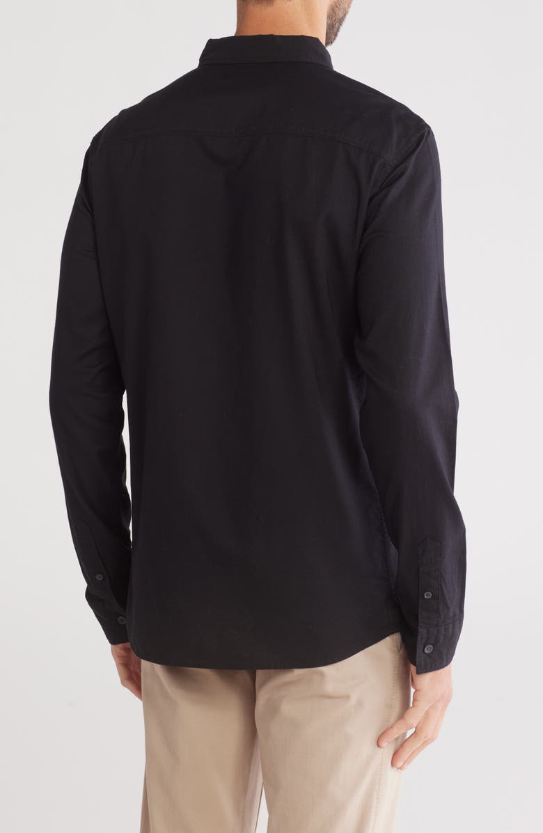 AllSaints Azur Long Sleeve Cotton Button-Up Shirt, Alternate, color, Black