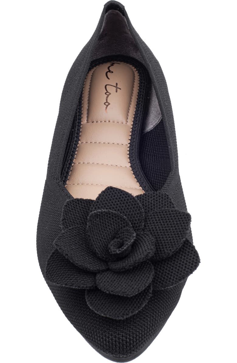Me Too Alaya Floral Appliqué Mesh Flat, Alternate, color, Black
