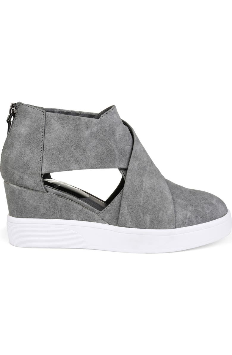 Journee Collection JOURNEE Seena Crossover Platform Wedge Pump, Alternate, color, Grey