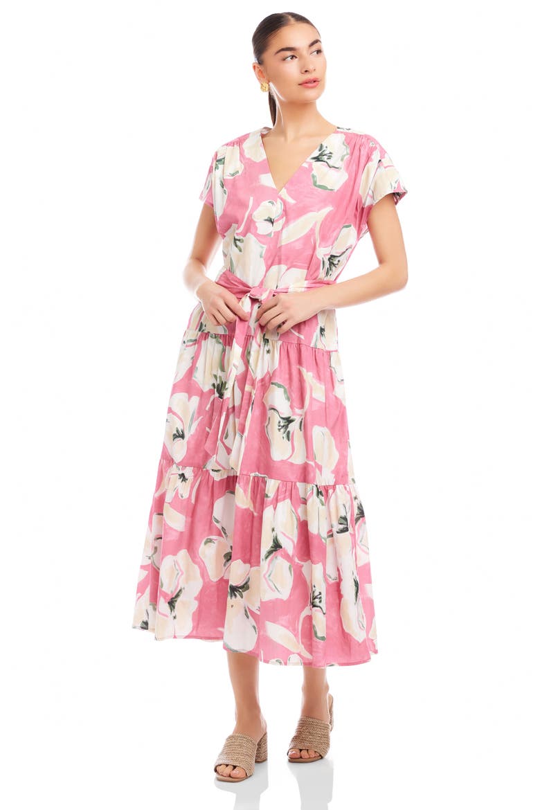 Kristine Floral Tiered Cotton Midi Dress, Alternate, color, FLORAL PRINT