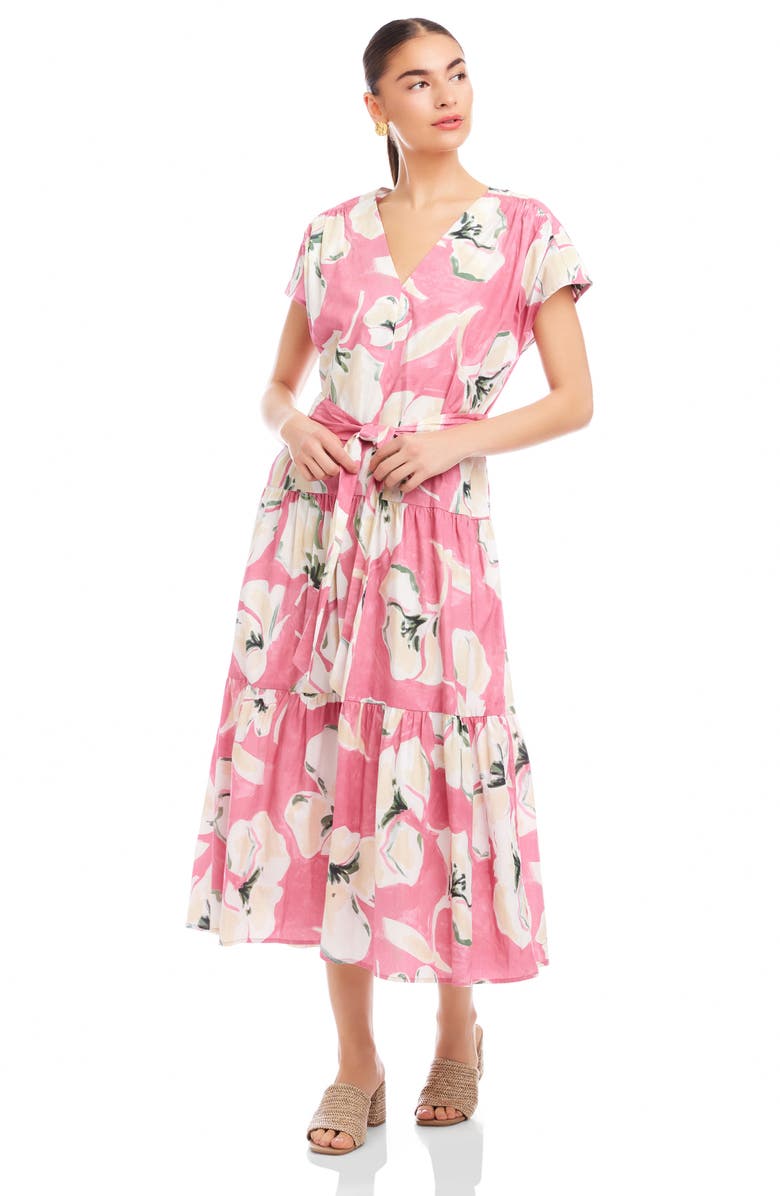 FIFTEEN TWENTY Kristine Floral Tiered Cotton Midi Dress, Alternate, color, Floral Print