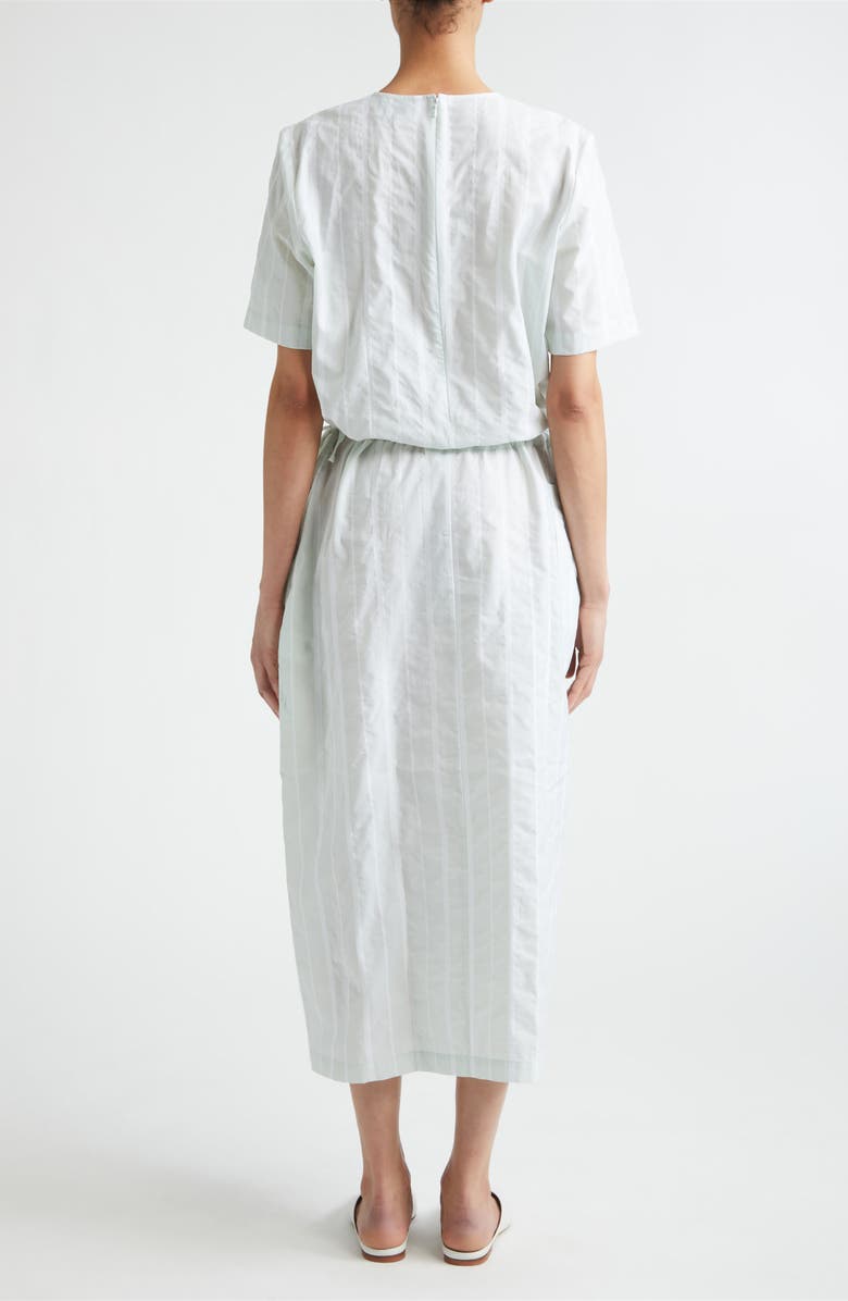 LOULOU DE SAISON Renata Stripe Cinched Cotton Poplin Dress, Alternate, color, Mist/ White