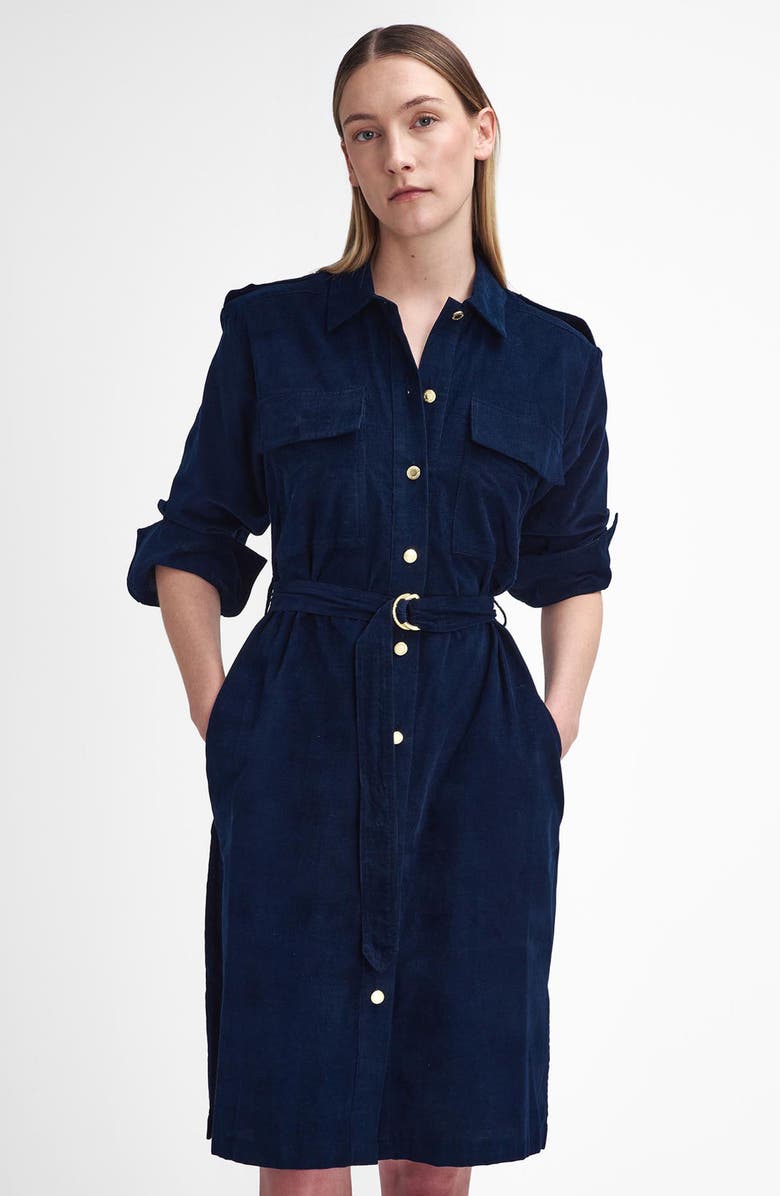 Barbour Noelle Long Sleeve Cotton Corduroy Belted Shirtdress, Alternate, color, 