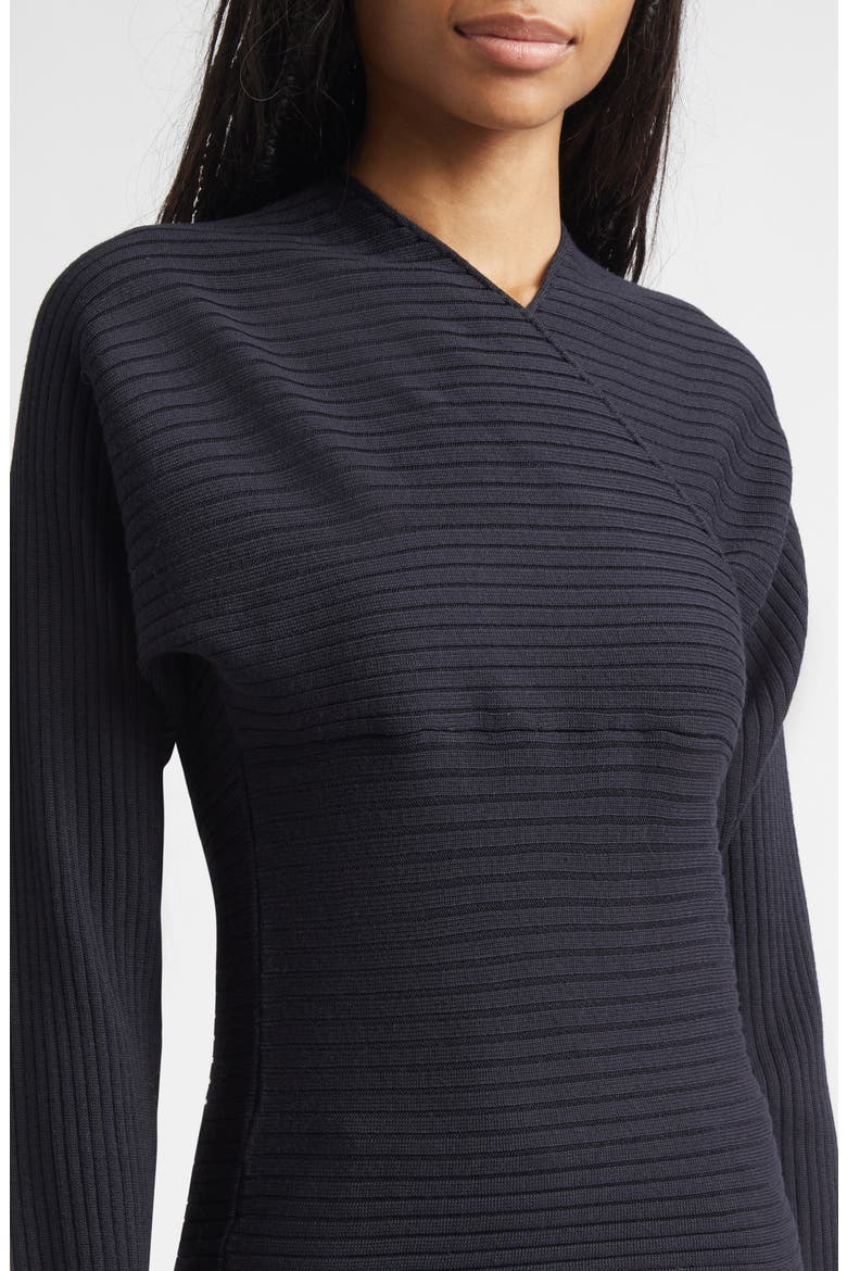 Polenta Extrafine Merino Wool Rib Sweater, Alternate, color, DARK GREY