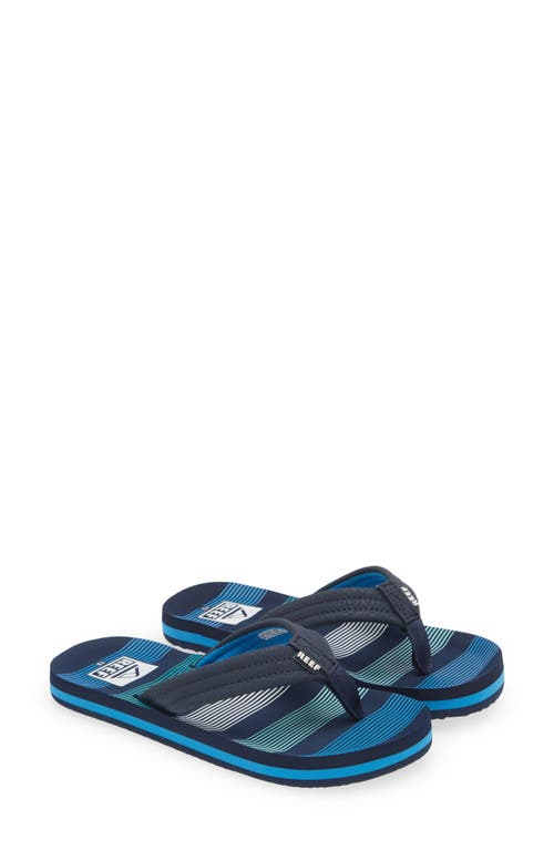 Reef Kids' Ahi Flip Flop In Deep Sea Stripes