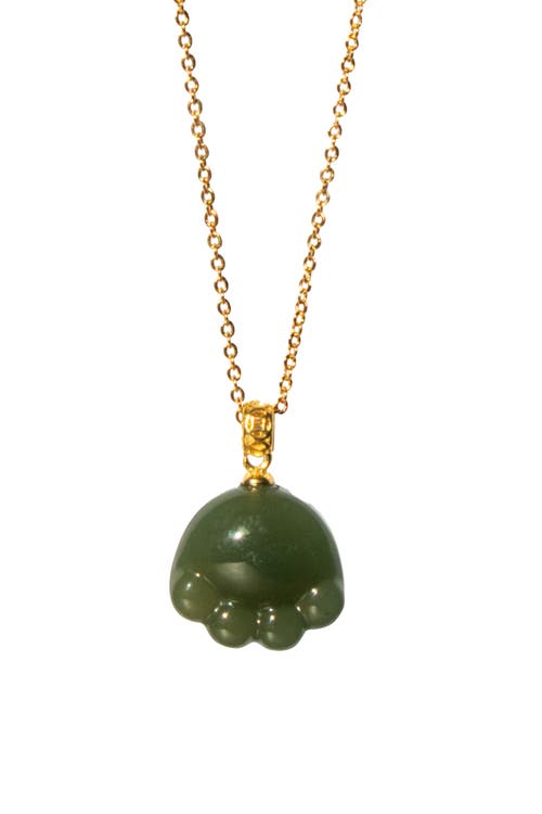 Seree Cat Paw Ii Green Jade Pendant Necklace In Green