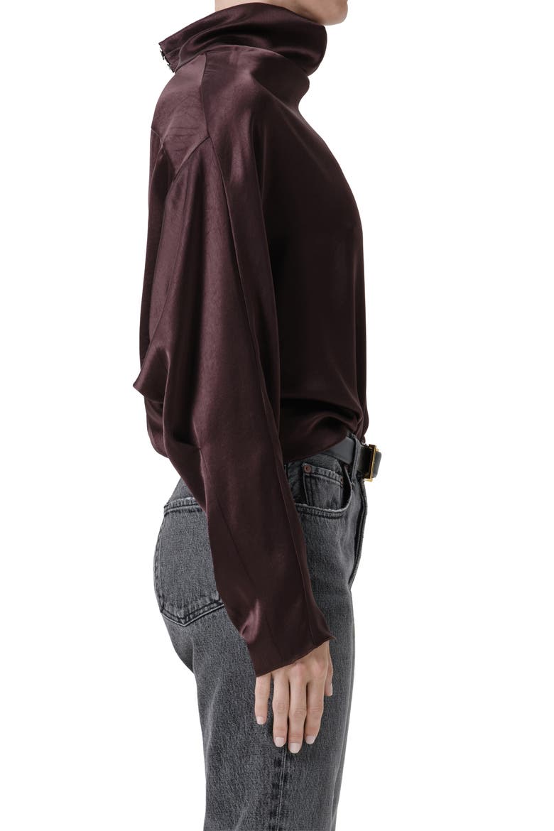 Ilaria Draped Mock Neck Top, Alternate, color, ESPRESSO DARK BROWN